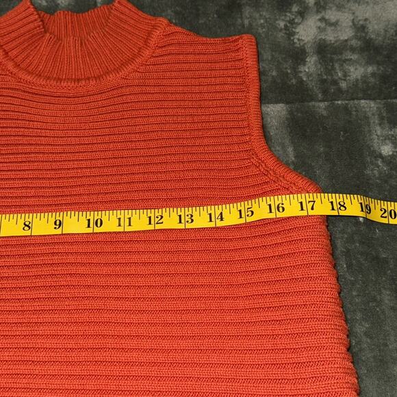 Grace Elements Sweater Women’s XL Cotton Rust Orange Sleeveless Ribbed Mock Neck - Picture 5 of 6